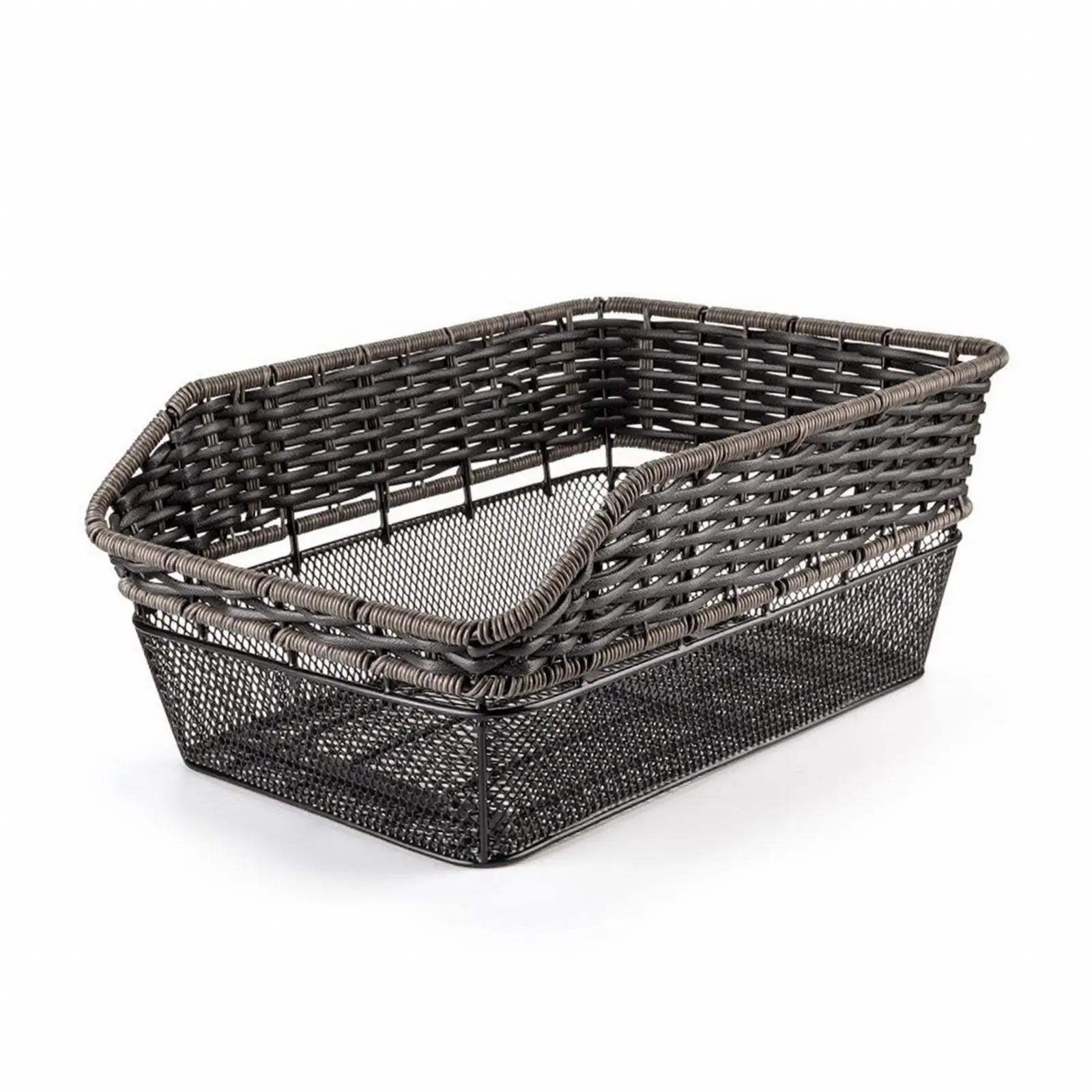 Bicycle Rear Cargo Basket Sturdy Iron Plastic Mesh Base Open Top for Daily Commuting and Grocery Runs