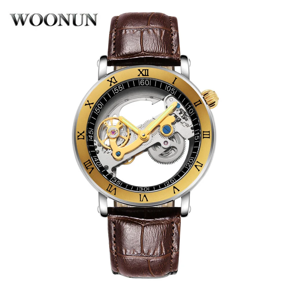 Fashion Design Hollow Transparent Watches Men Roma Case Automatic Mechanical Wristwatches MenTourbillon Watches Reloj Hombre