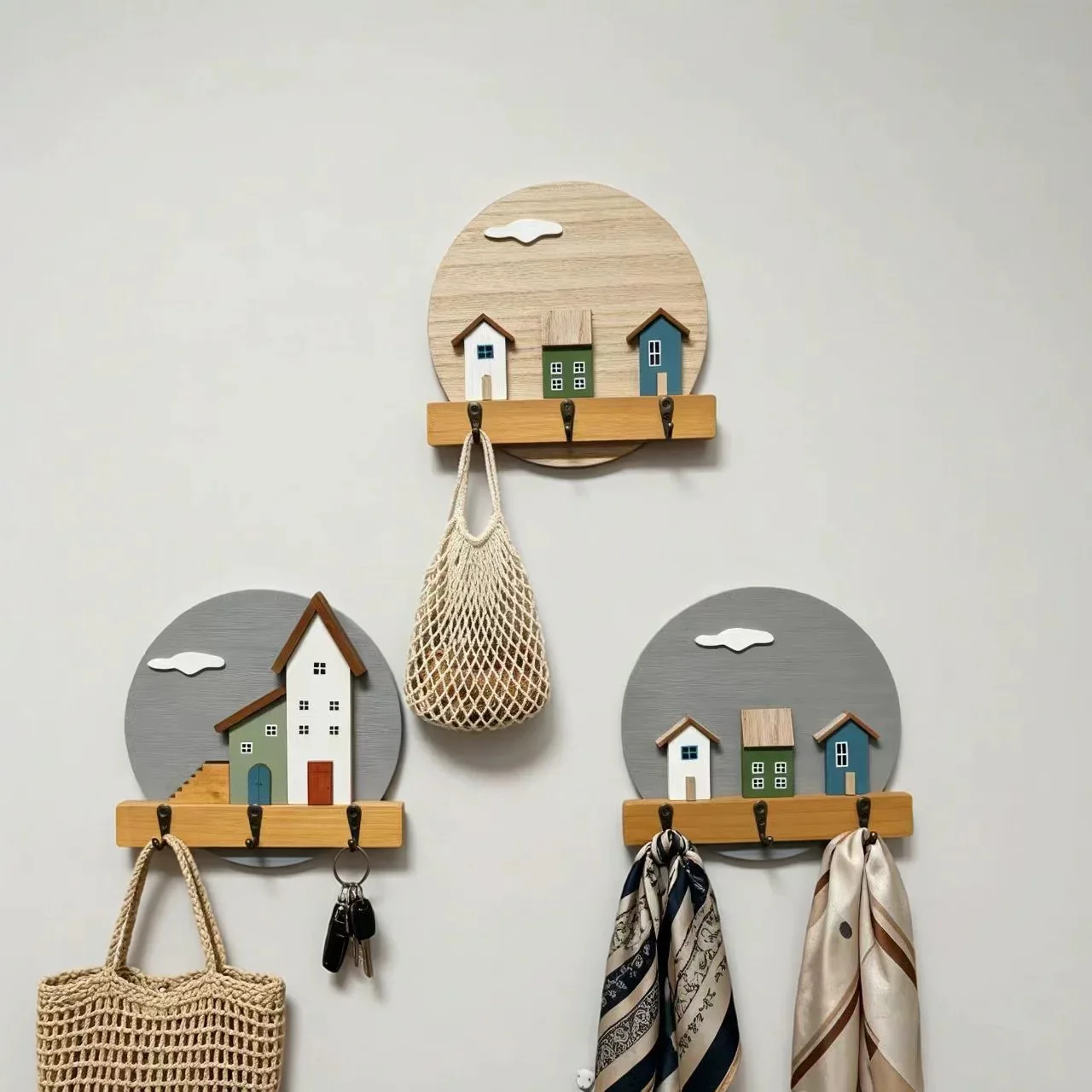 Nordic Minimalist Wooden Wall Hooks, Entryway Coat & Key Storage Rack, Wall Hanger for Home & B&B