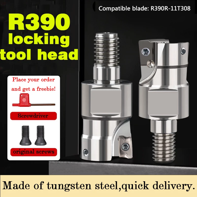 Taiwan lock-tooth type tool head R390 with tungsten steel seismic alloy tool rod for R390-11T308 milling cutter blade