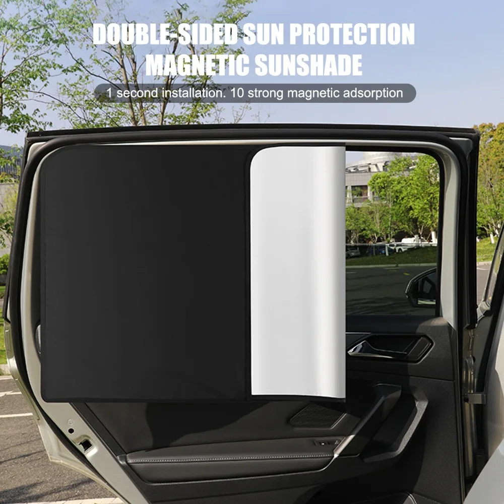 Car Side Window Sun Shade Curtain Summer Sun Protection Sunshade Cover UV Reflective Magnetic Car Privacy Curtains image 2