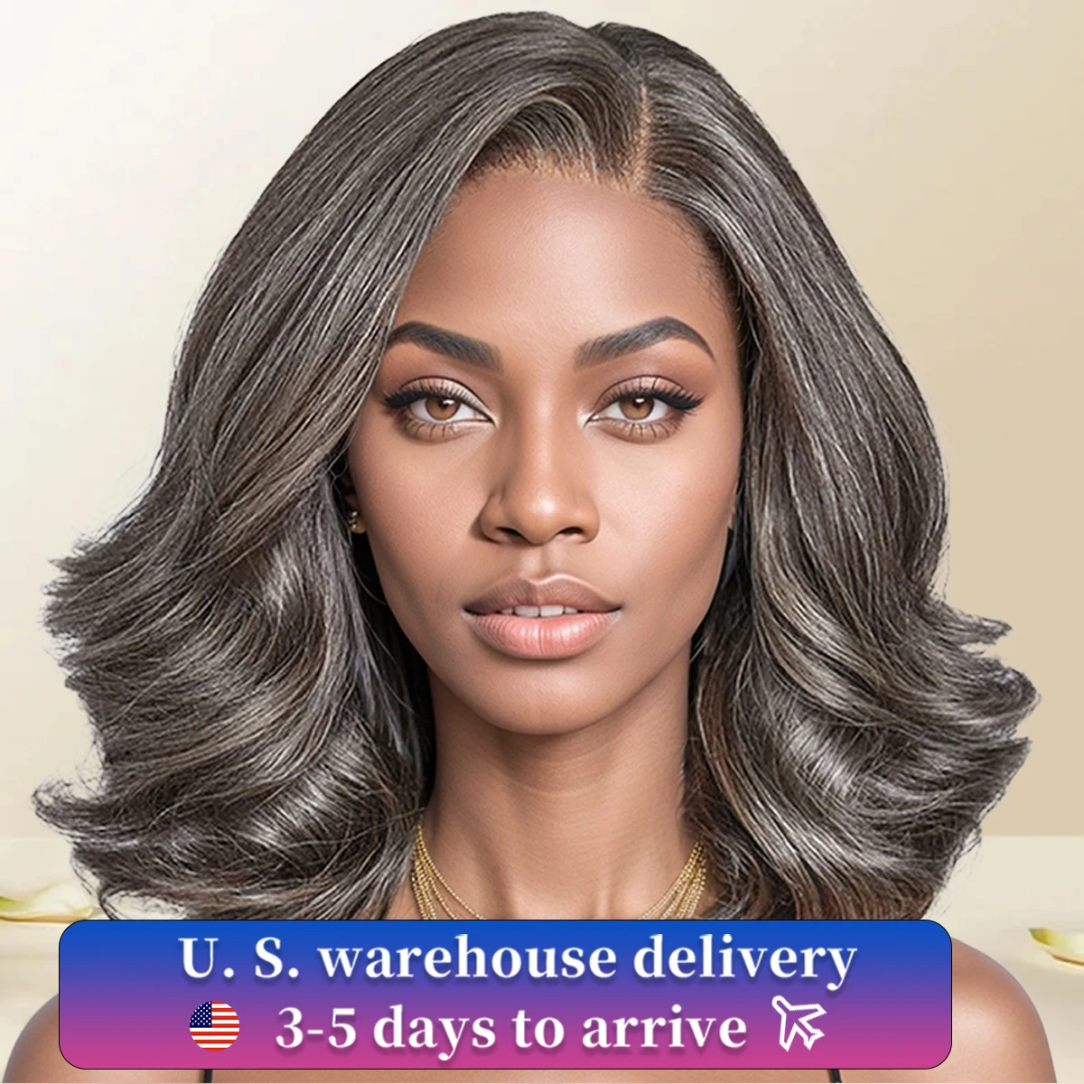 

Sliver Gray Body Wave Short Bob Wigs Human Hair Left Side Part 5x5 Lace Front Wig 180% Salt And Pepper Loose Body Wave Bob Wigs