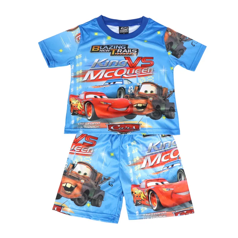 

2024 Disney Boy Set Casual For Children Summer Short Sleeve Boys Pajamas Cartoon Suit Clothes Kids Pajamas Costumes McQueen Car