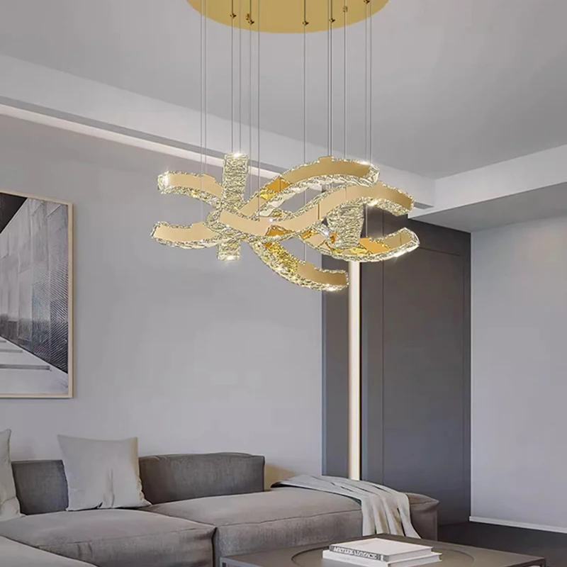 Lampadario di cristallo moderno per la decorazione della casa, lampada a sospensione per scale, lampade a sospensione per soggiorno, illuminazione