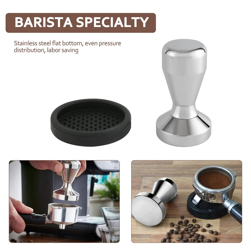 A98G-Coffee Tamper, Espresso Coffee Press 49Mm Tamper Coffee With Silicone Tamper Mat