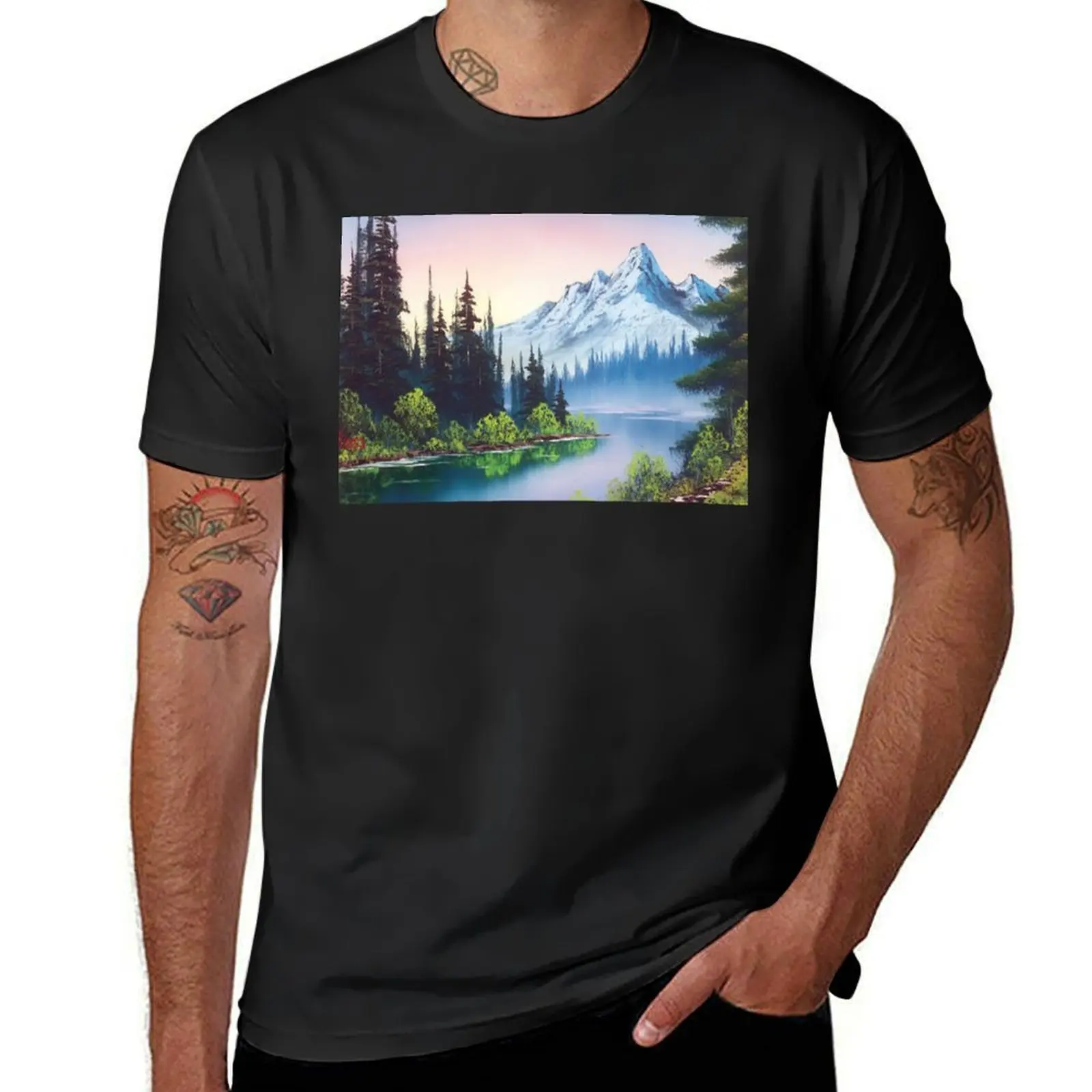 

Bob Ross T-Shirt funnys customizeds Short sleeve tee men