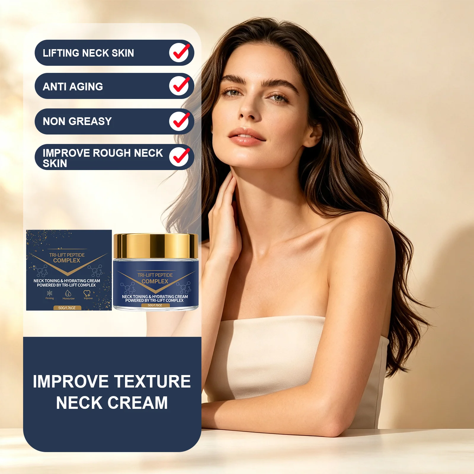 Neck Toning Cream Neck Firming Moisturizer Tighten Sagging Skin Boost Elasticity Lightweight Smooth Fine Lines Hydrating Cream