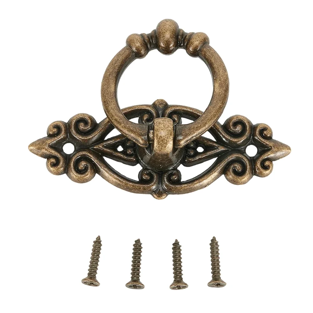 Brand New Alloy Handle Drawer Pull Ring Antique Cabinet Dressers Hanging Hardware Screws Trash Cans Zinc Alloy