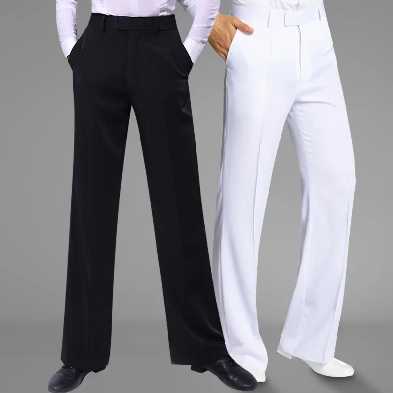 

Adult Men Chacha Samba Rumba Latin Dance Standard Pants Men Black White Latin Modern Ballroom Trousers