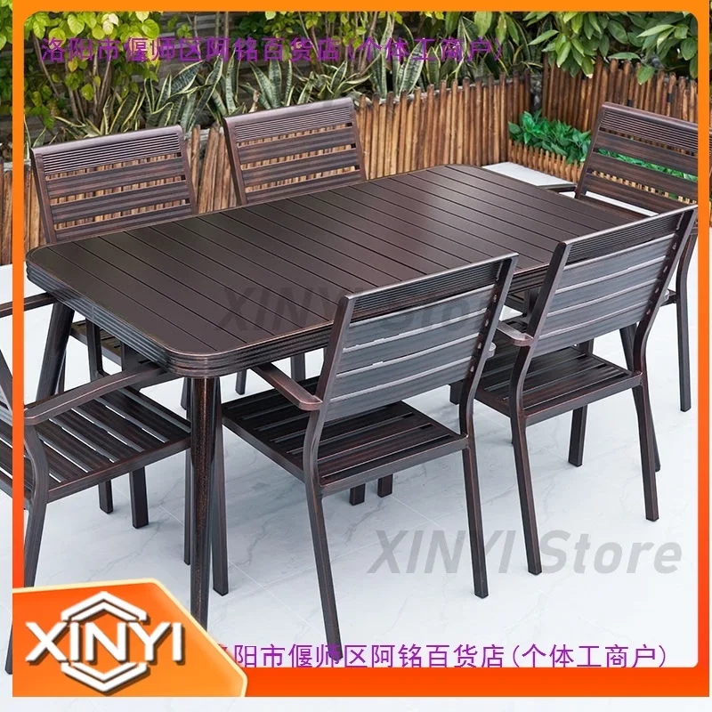 Stretchable Waterproof UV Resistant Outdoor Table for Patio Garden Villa Aluminum Cast Aluminum Furniture for European Style
