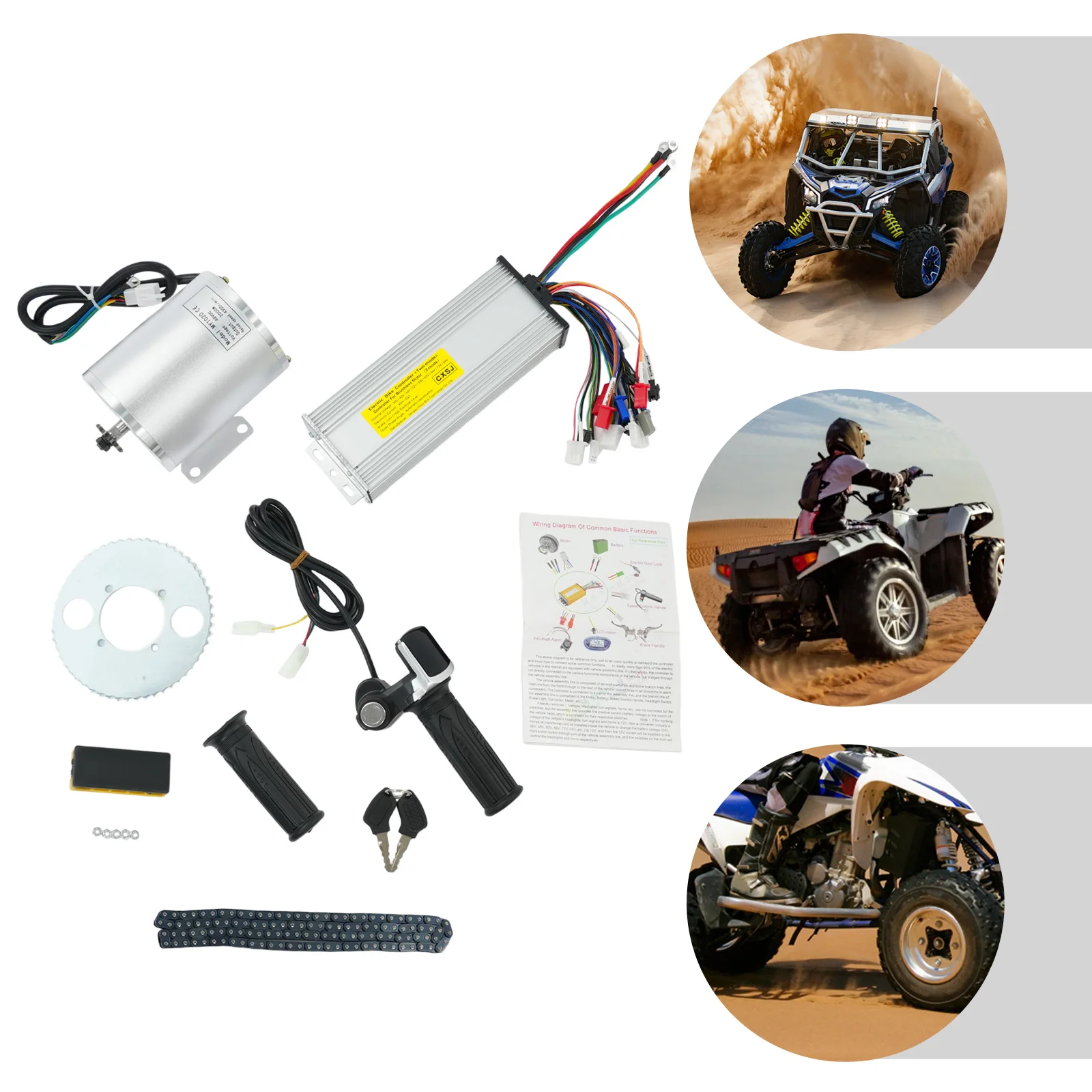 Kit de moteur électrique sans balais 48 V CC, kit de moteur électrique, kit de conversion de vélo électrique pour vélos, scooters, karts