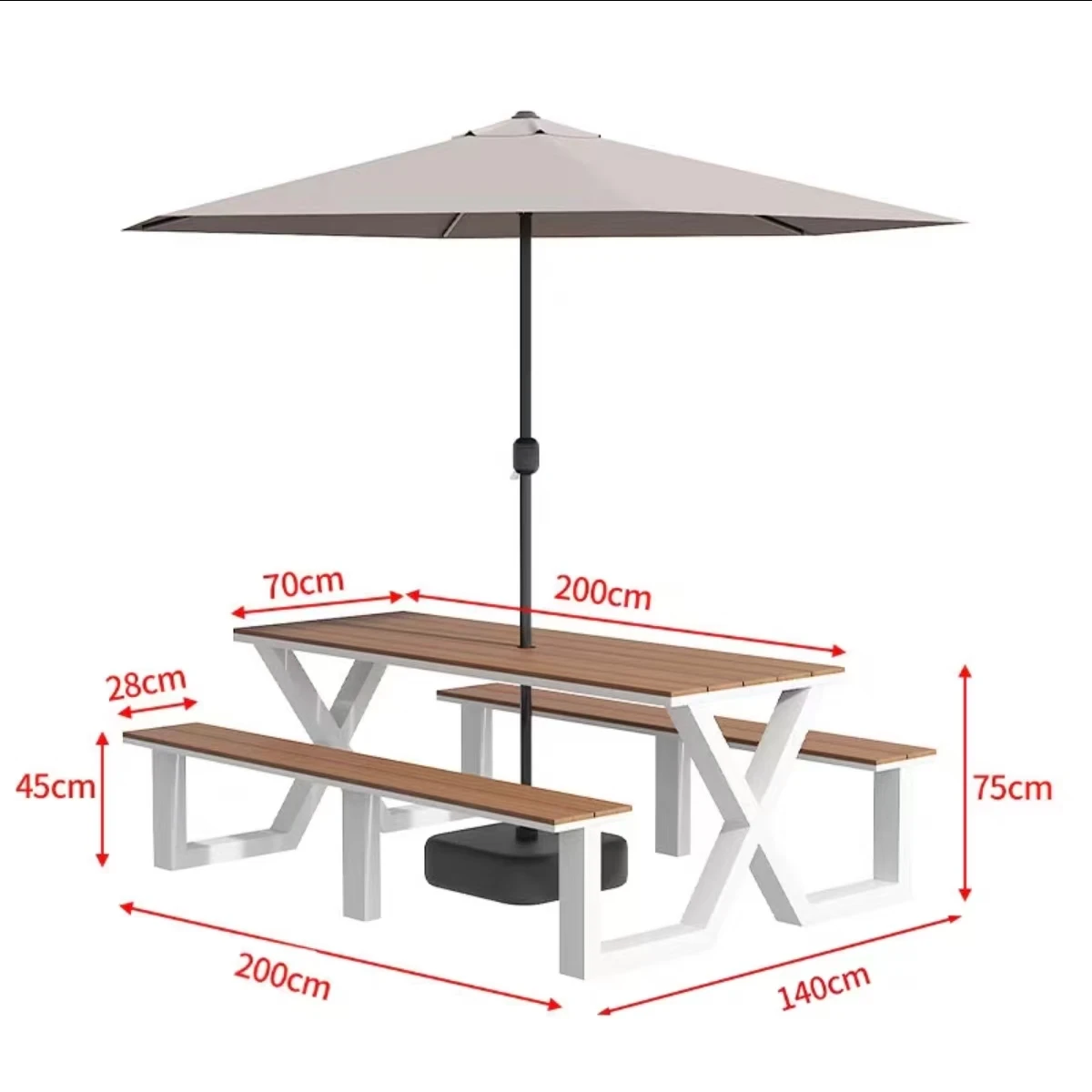 2026 Hot Sale Outdoor plastic wood table and chair set for trendy milk shops, cafes, leisure seating, and outdoor garden