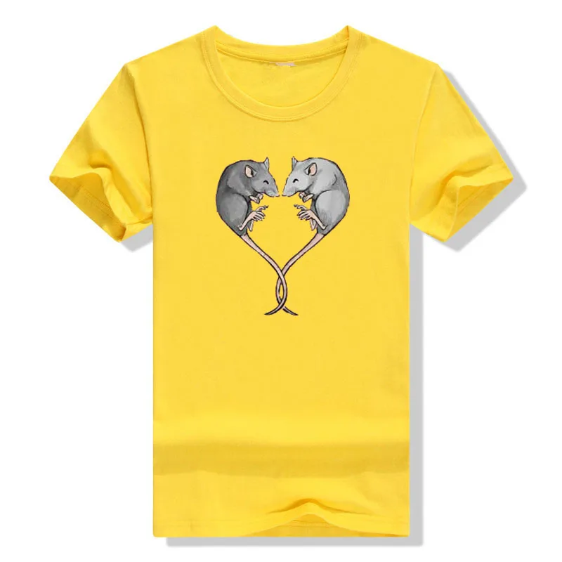 Fancy Rat Gifts Clothes Cute Mouse Print Graphic T-Shirts Rat-Heart Tee Tops Streetwear Valentine Boyfriends Girlfriends Gifts