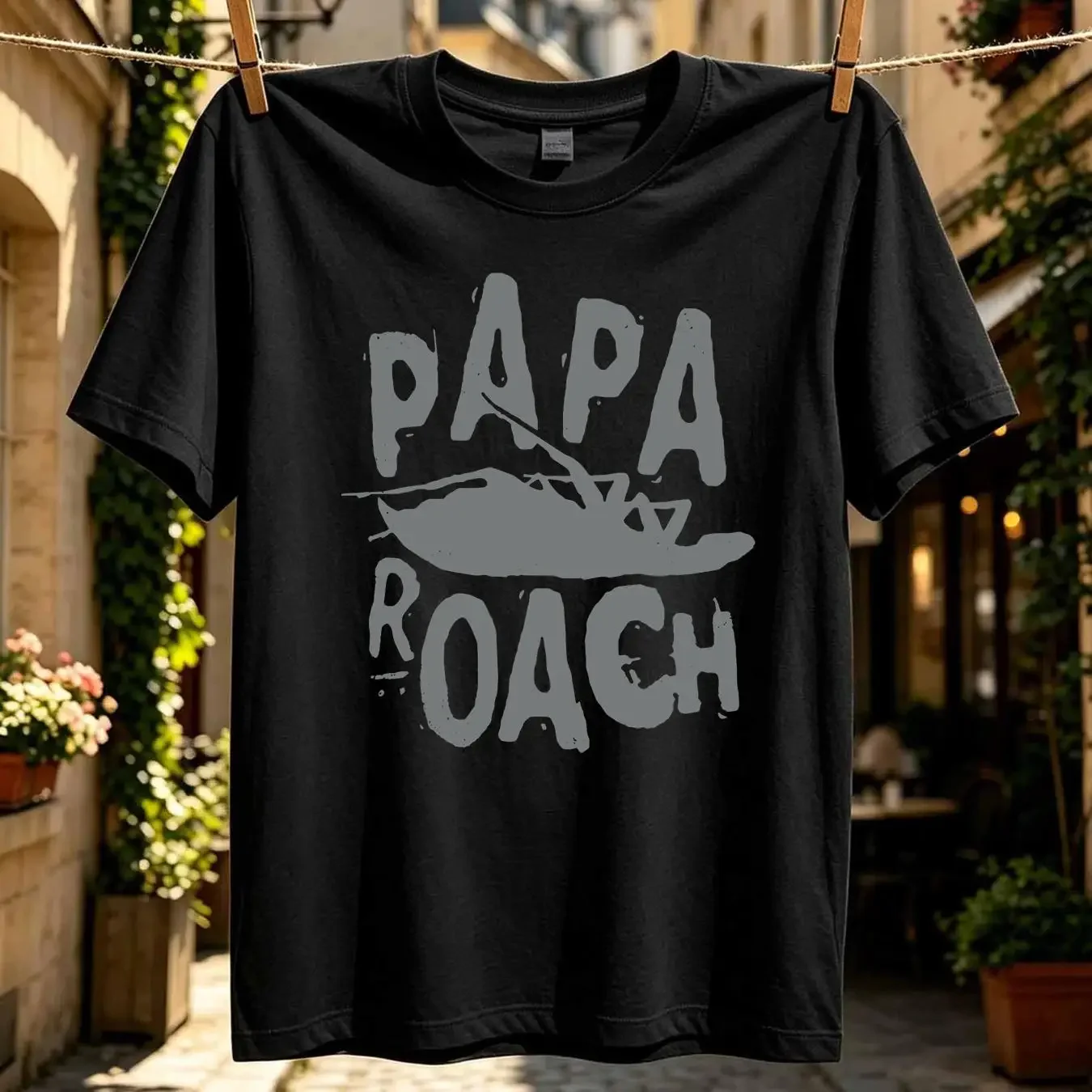 washed T Shirt Papa Roach Classic Logo Rock Band vintage Washed Slightly Stretched fashion Stylish streetwear Casual graphic