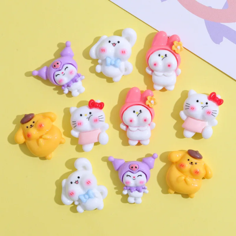 100 Cute Doodle Face Sanrio Series Cartoon Resin Flatback Cabochon Scrapbook DIY Party Hairpin Decor Accessories