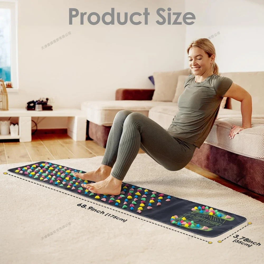 

Walk Stone Road Acupressure Mat Foot Massage Mat Reflexology with Chart Feet Pressure Point Mat for Elderly Students Office