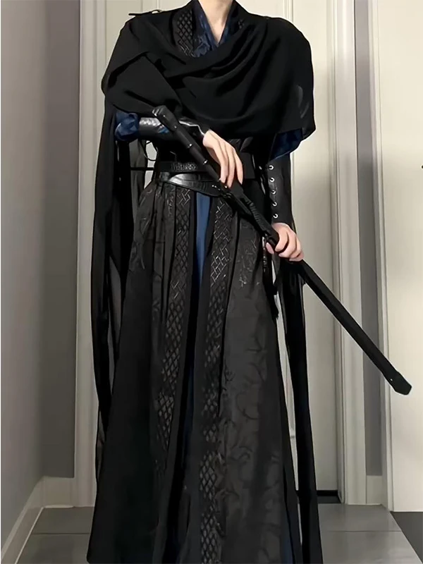 Elegant Hanfu Swordswoman Style Slim Fit Autumn Winter Men Women Traditional Chinese Martial Arts Costume Full Set Fashionable
