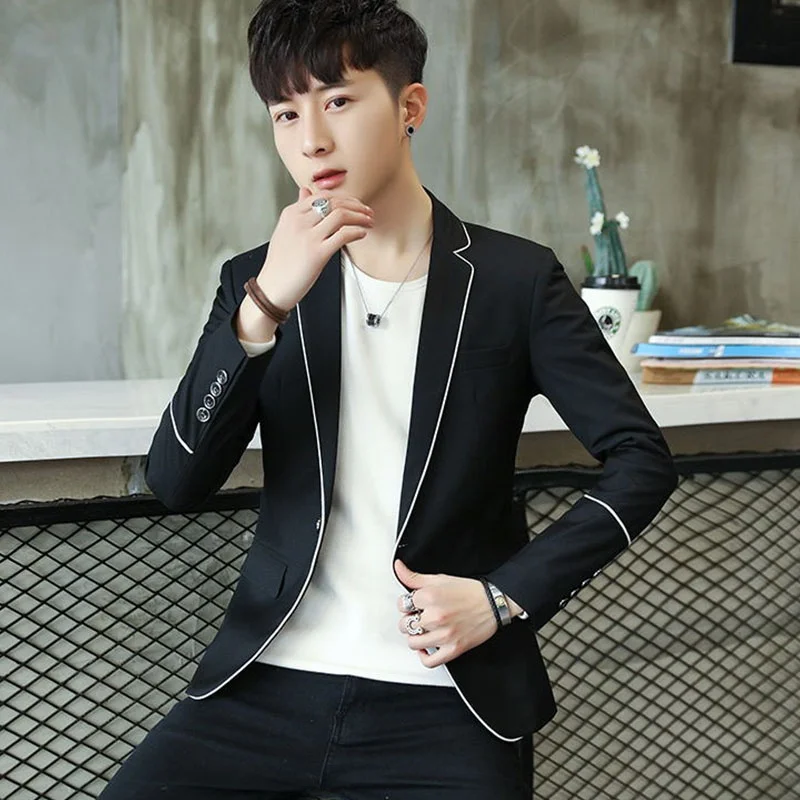 

Корейская повседневная мужская куртка-жакет из полиэстера для молодежи, формальная одежда