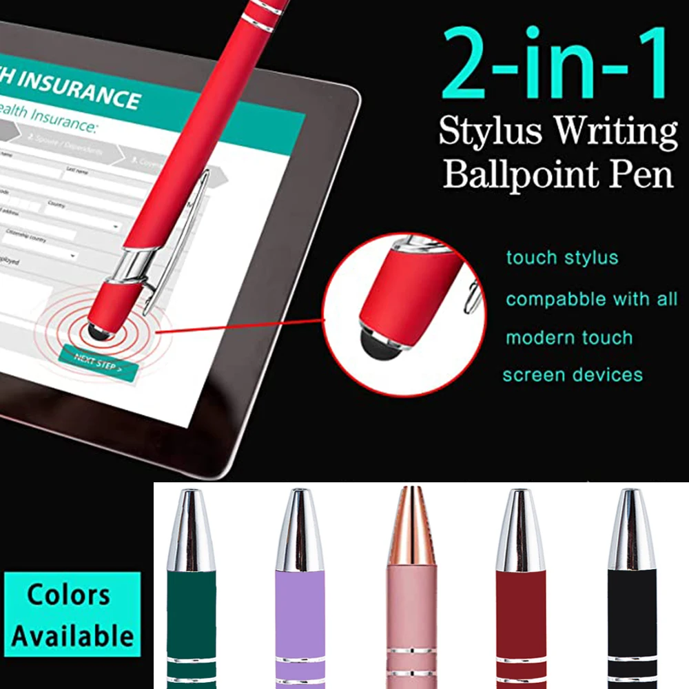 Imagem -03 - Caneta Esferográfica Personalizada com Ponta Stylus Gravar Nome Tinta Preta Caneta Metal Graduação Escritório Presente de Aniversário Logotipo Personalizado