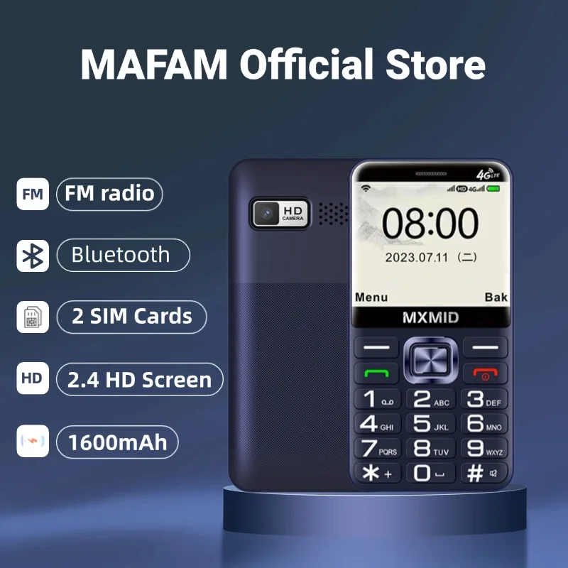 MAFAM G1000 GSM 2G Cell Phone For Elderly Loud Volume Large Buttons Dual SIM Long Battery SOS Button Long Battery Strong Torch