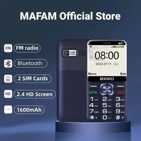 Mafam g1000 gsm 2g telefone celular para idosos volume alto botões grandes duplo sim bateria longa botão sos bateria longa tocha forte