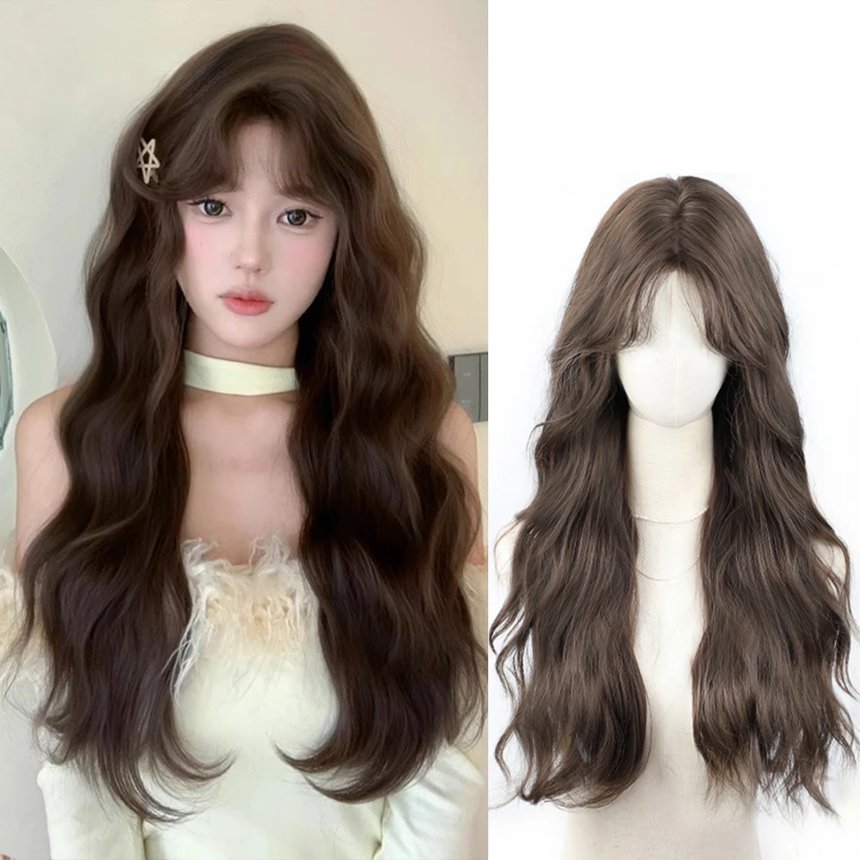 

Synthetic 26-inch Egg Roll Lanugo Hair Bangs Long Curly Synthetic Natural Mid-parted Curly Chemical Fiber Heat-resistant Wig