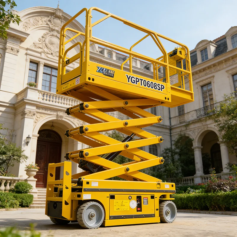 Aluminum Alloy Scissor Lift Lightweight Portable Electric Lifting Platform with Folding Guardrail