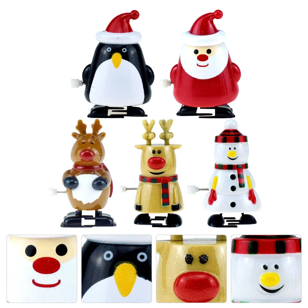 5 Pcs Wind-up Toy Christmas Party Favors Stocking Stuffers Clockwork Toys Walking Animal Baby