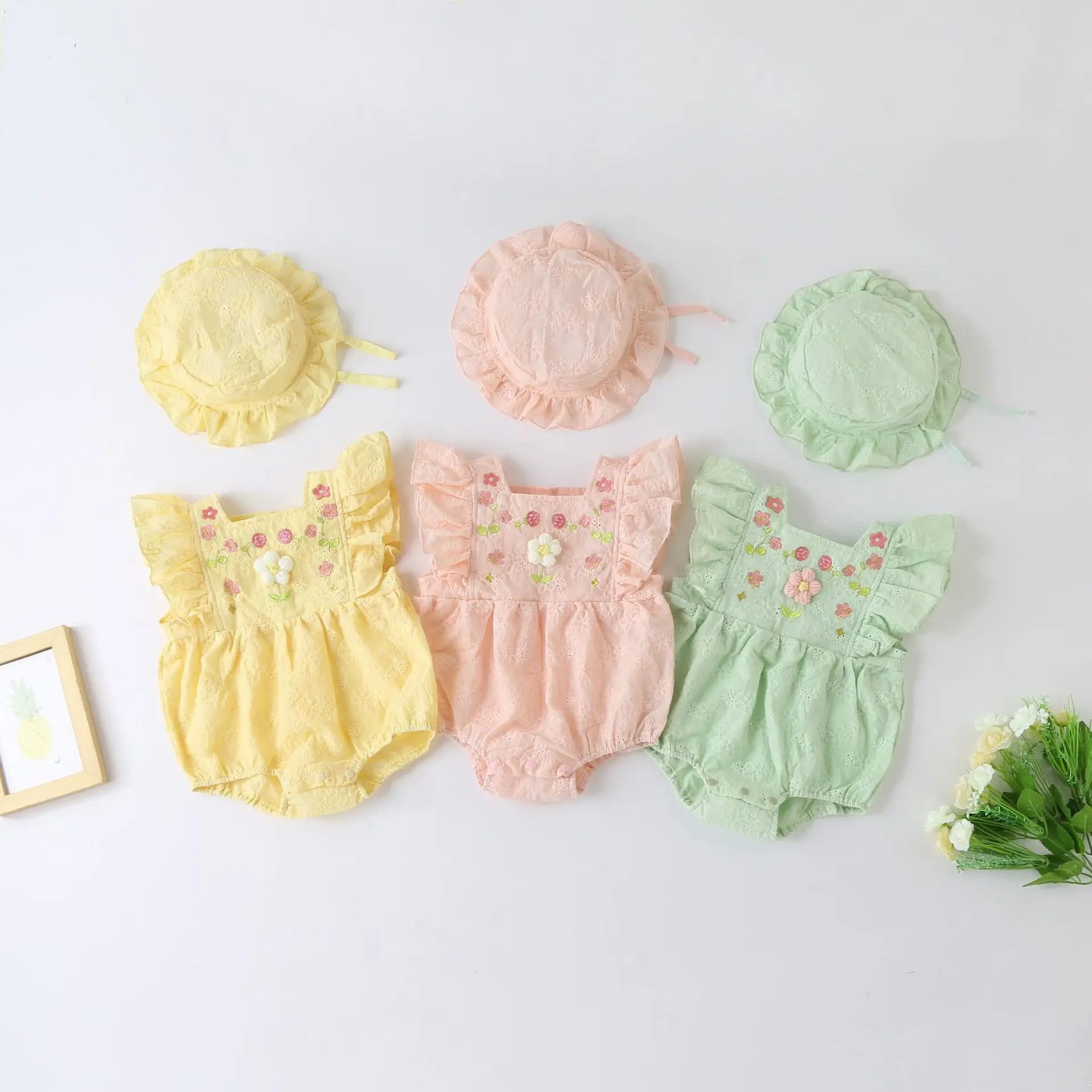 Summer Newborn Infant baby Girls Romper Embroidered Cotton Linen Infant Romper PLaysuit Jumpsuit Fashion Baby Clothing