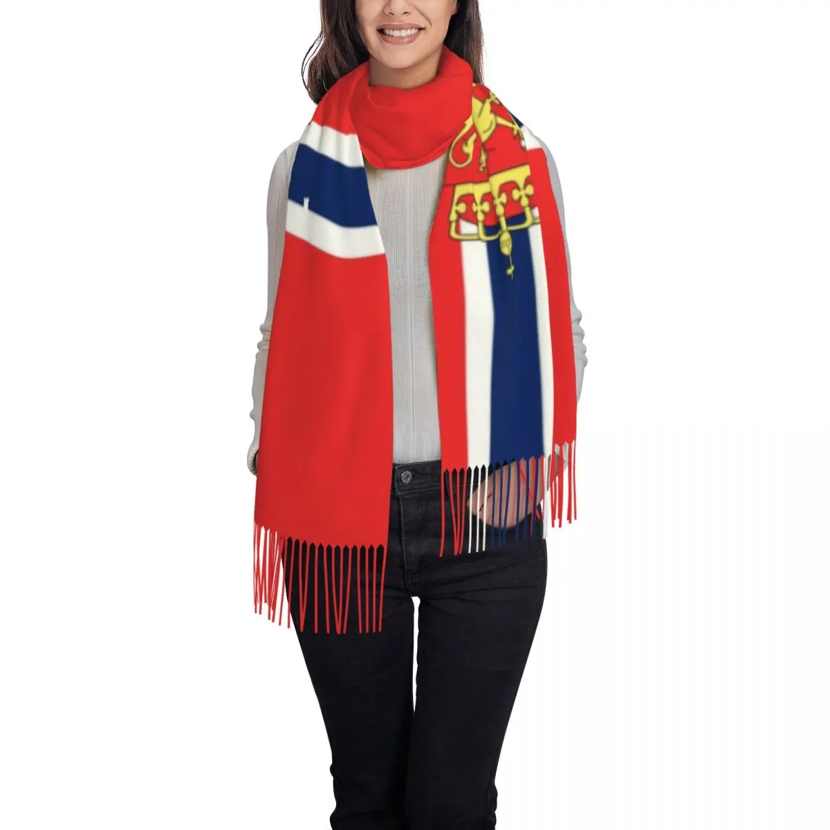 Custom Printed Flag Of Norway Scandinavian Cross And Coat Of Arms Scarf Men Women Winter Fall Warm Scarves Shawls Wraps