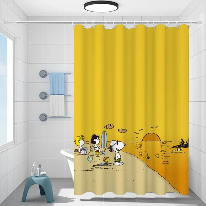 Snoopy Shower Curtains for Bathroom Accessories Sets Luxury European Curtain Folding Partition Bath Bedrooms Houses Rooms Quarto