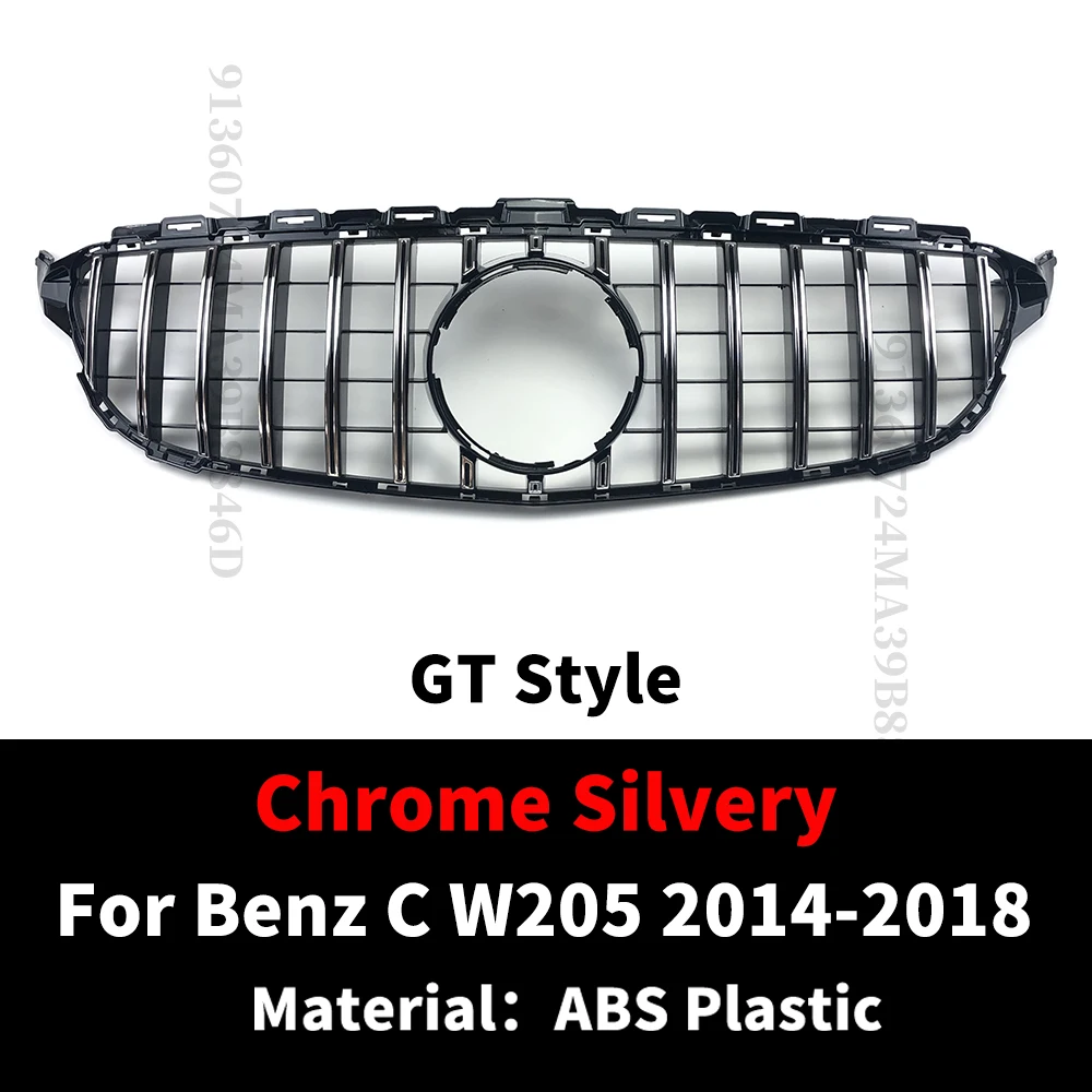 GT Style Frontgrill Stoßstangengrill für Mercedes W205 Benz C C205 S205 C43 2014–2021 wie C260 C250 C180 C200 C300 Sport Tuning – Detail 8
