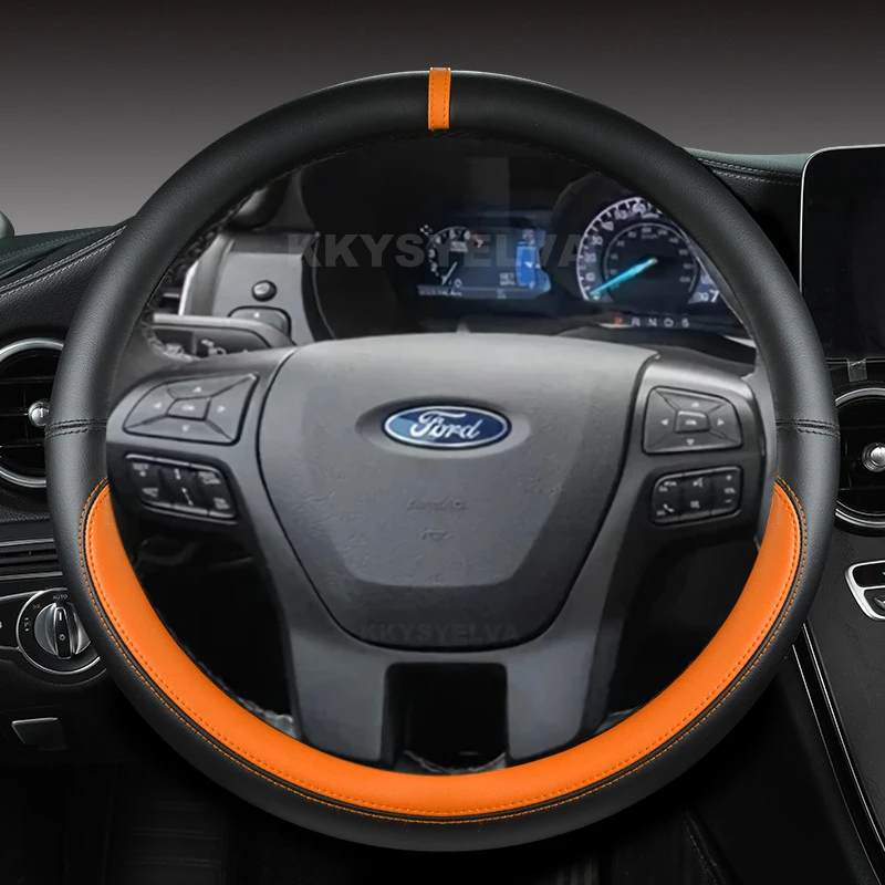 Microfiber Leather Car Steering Wheel Cover For Ford Ranger 2016 2017 2018 2019 Everest 2016 2017 2018 2019 Auto Accessories