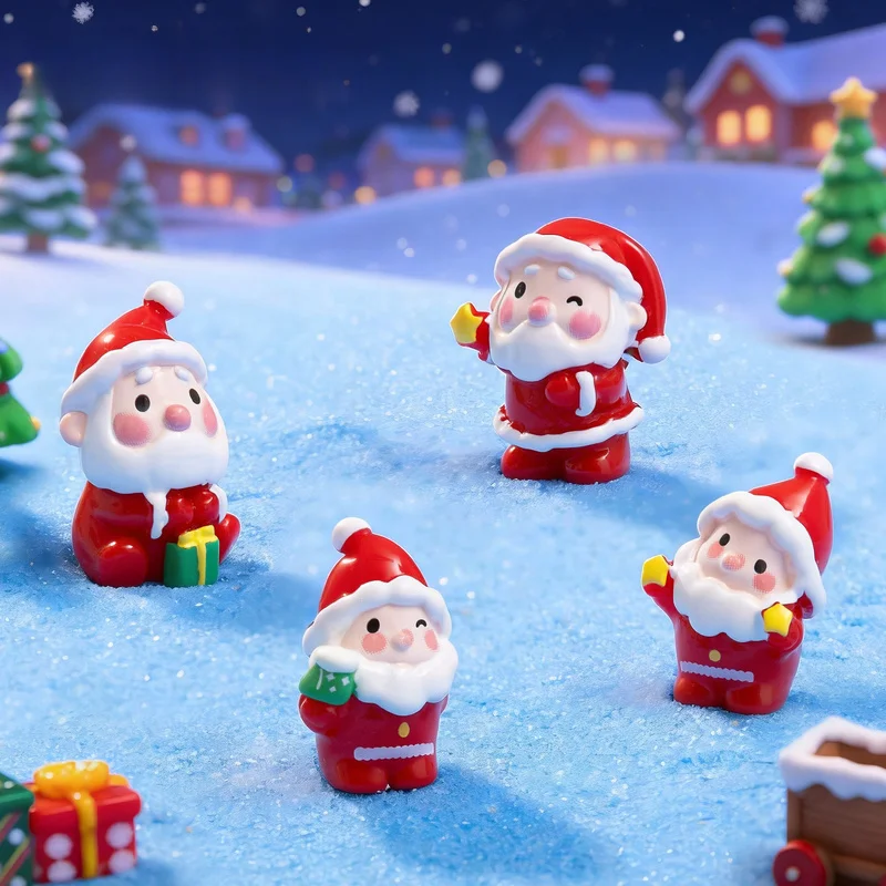 2pcs Cute Santa Claus Mini Figurines,DIY Ornaments for Micro Landscape, ,Phone Case, Dollhouse Decor, Holiday Party Favors