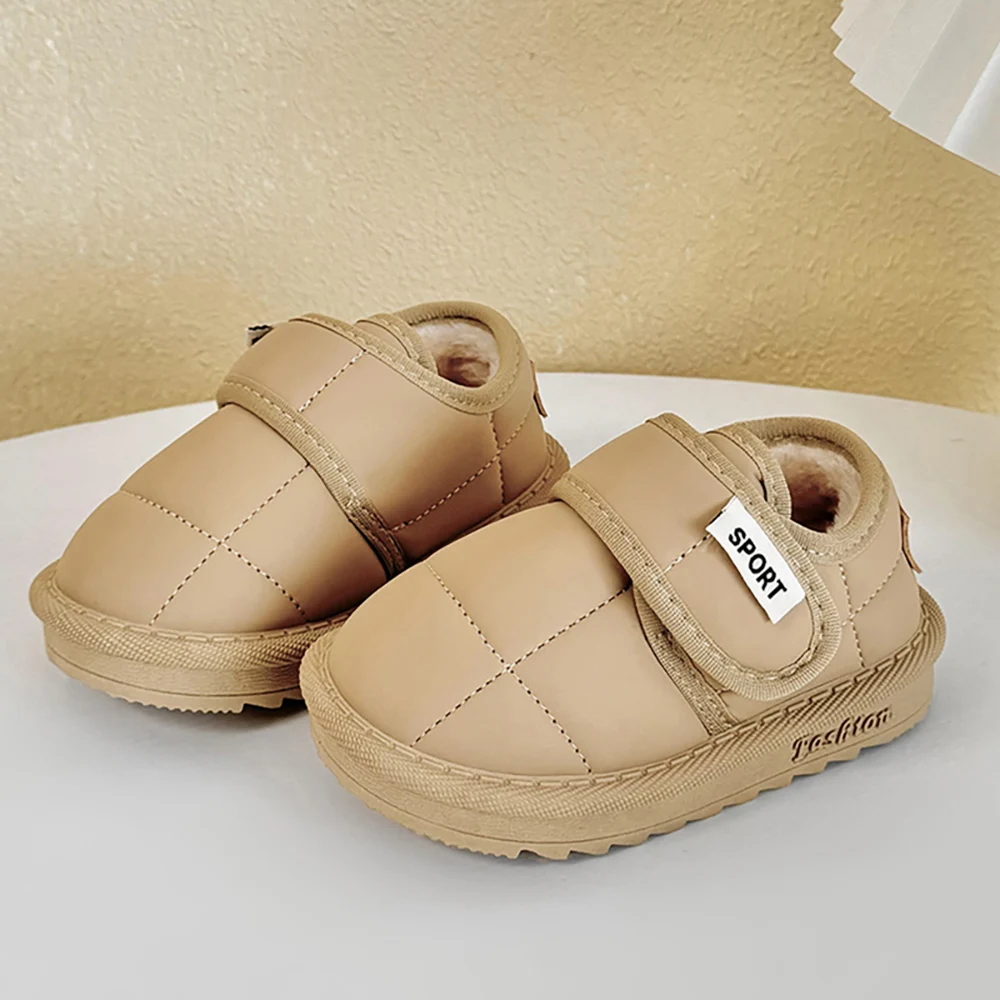 الشتاء الثلوج الأحذية للأطفال سميكة الدافئة الصبي الفتاة أفخم الأحذية المضادة للانزلاق طفل دافئ مبطن أحذية للأطفال أحذية قطنية #1