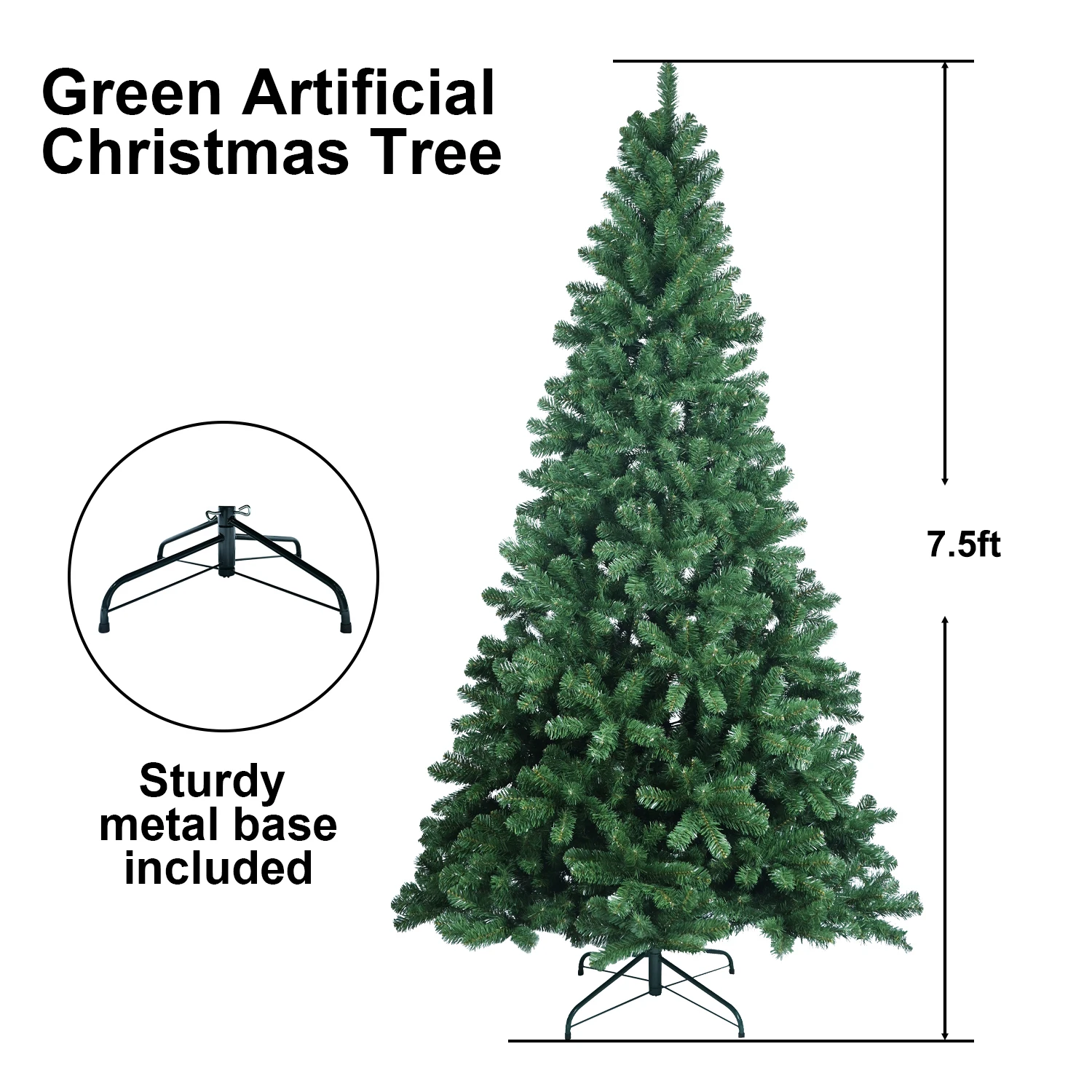 7.5FT Artificial Christmas Tree 1480 Branch Tips PVC Holiday Decoration halloween  Xmas Tree with Sturdy Metal Stand flash