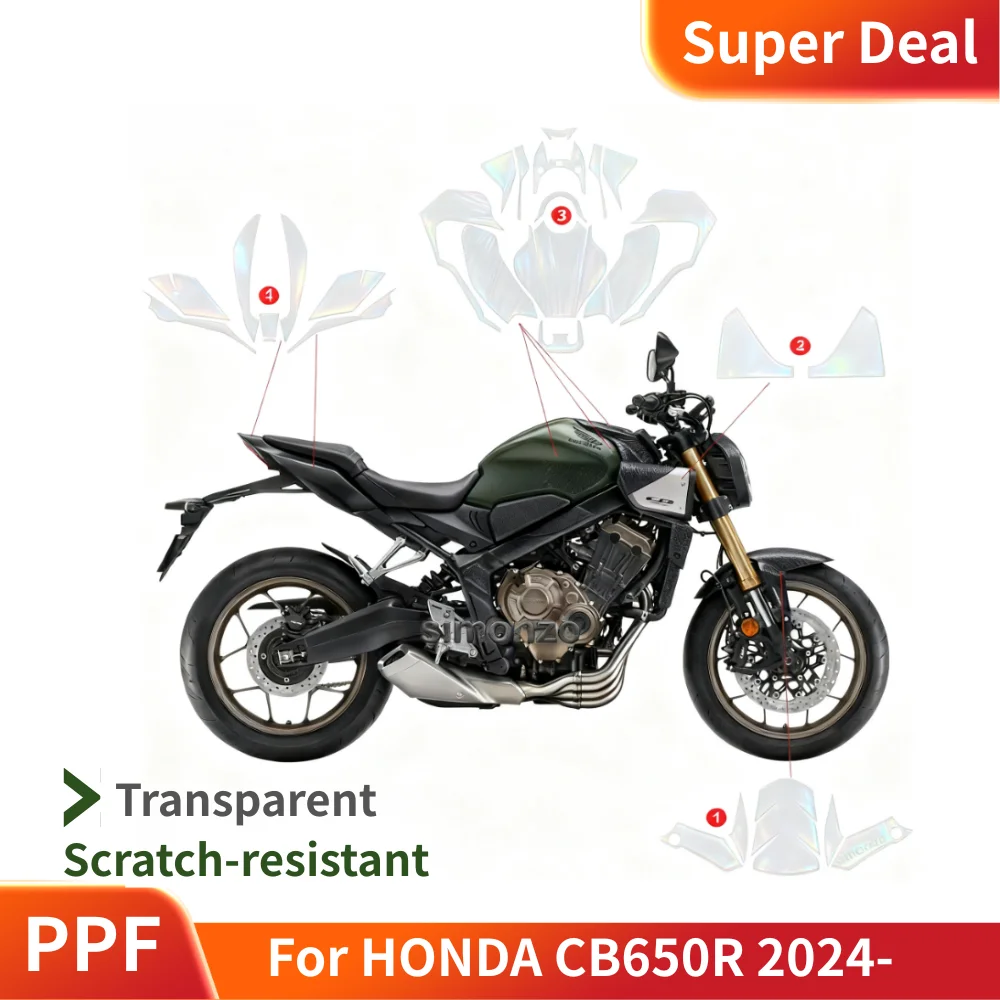 

Для HONDA CB650R 2024, комплект PPF для мотоцикла, защитная пленка для краски из ТПУ, защита от царапин, прозрачная защитная пленка для всего тела