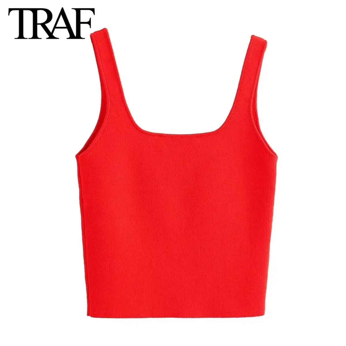 TRAF Women Fashion Summer New Solid Color Backless Sling Crop Simple Knitted Short Top Chic Female Sexy Streetwear Vest Mujer