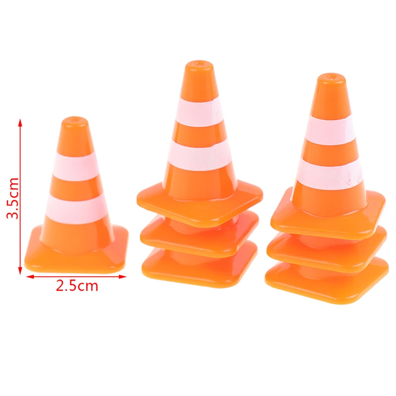 7Pcs Mini Plastic Traffic Road Cones Toys Training Roadblock Signs Children Educational Toy DIY Doll House Decor