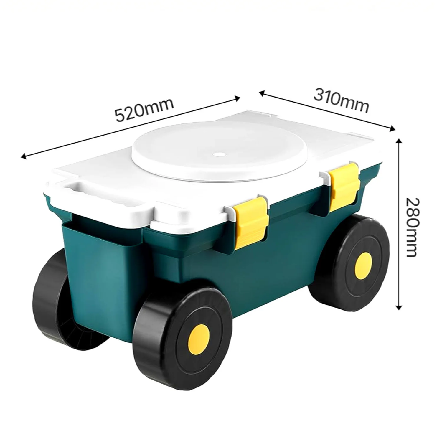 VERTAK Rolling Garden Stool on Wheels 360 Degree Swivel Seat Storage Cart for Gardener & Tool Storage Weeding Planting
