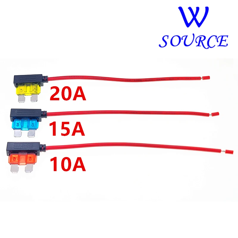 12V 10A 15A 20A Car Fuse Holder Add-a-circuit TAP Adapter Standard ATM APM Blade Medium Simple Safety Device Fuse Extension Cord