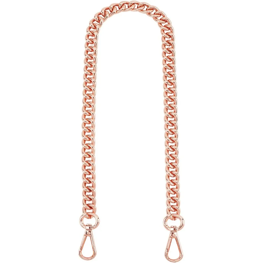 23.8” Flat Chain Strap Rose Gold Shoulder Bag Chain Strap Aluminum Purse Replacement Metal for Clutch Making Kit