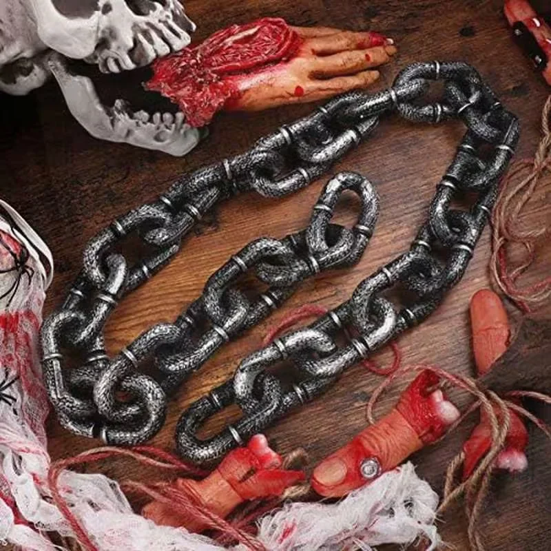 Halloween Plastic Barrier Chain 180cm Simulation Chain Halloween Party Decor Stage Layout Props Cosplay Costume Accessories