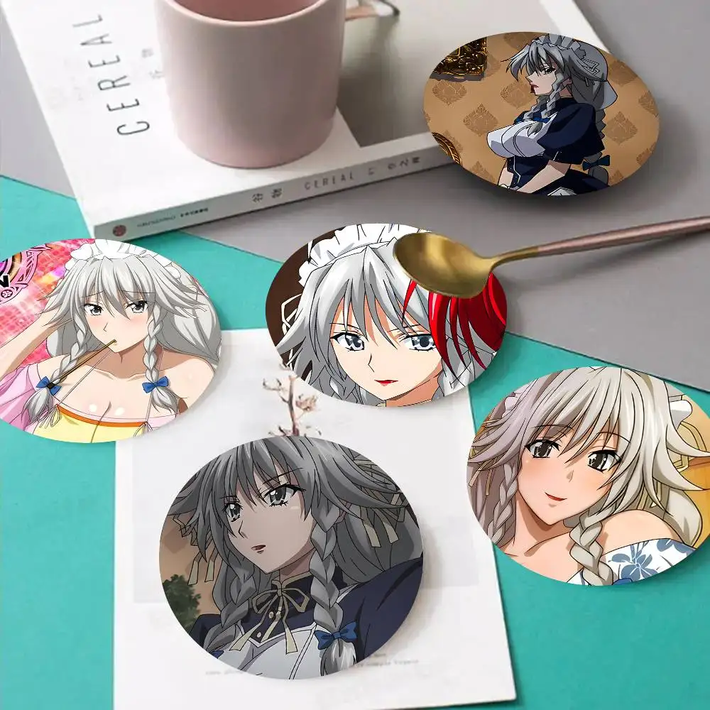 1pc Grayfia Lucifuge High School DxD Wooden Coaster Colour Printing Cup Mat Home Desk Decoration Gifts