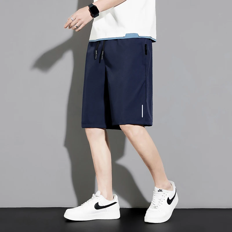 メンズ軽量サマーショーツ,反射ストライプ,シルク,速乾性,伸縮性