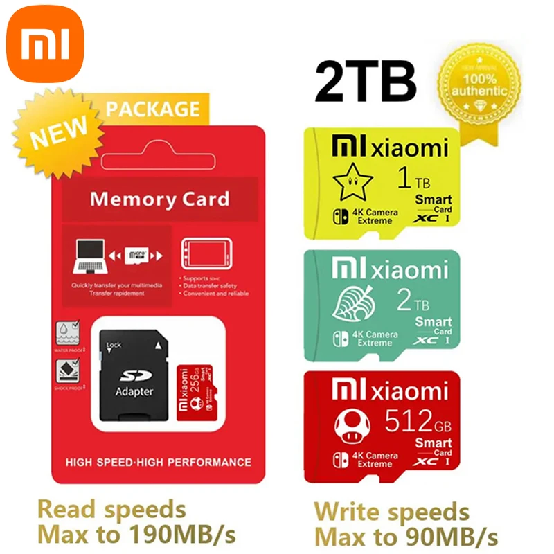 Xiaomi Micro TF SD Card Mini SD Class10 V90 U3 512GB High Speed Write Super Compatibility Phone Camera Meomory Card 2TB 1TB