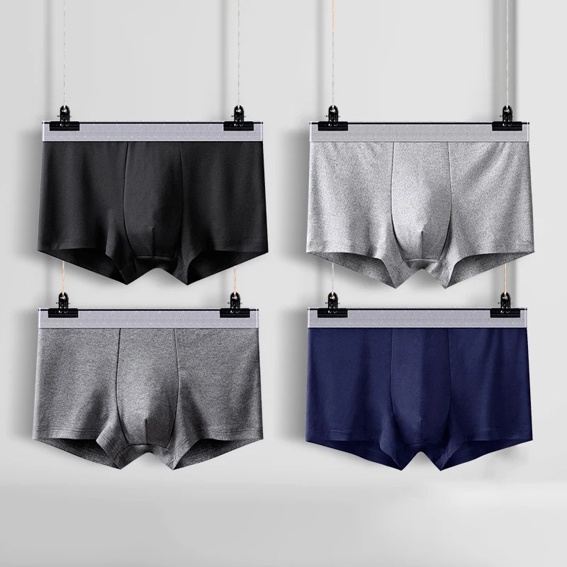 

4Pcs Men's Boxer Briefs Soft Breathable Underwear Antibacterial Cotton Crotch U-Convex Trunks Casual Daily Men's Underpants