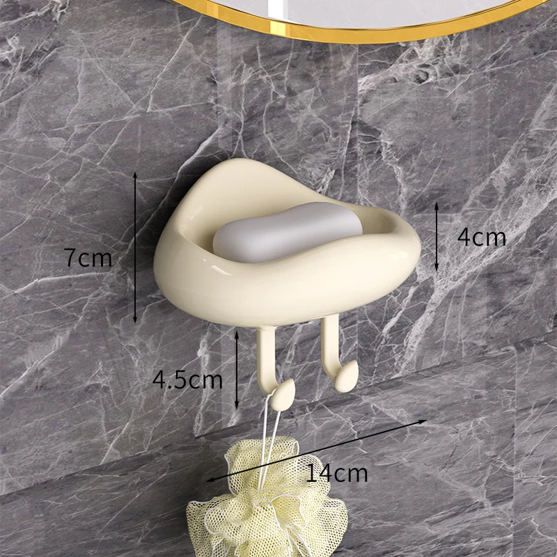 Caja de jabón sin perforaciones montada en la pared del hogar, estante de almacenamiento de drenaje de baño, bandeja de jabón, aire crema