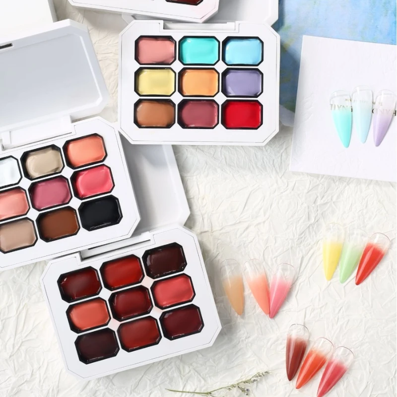 

9colors Semi-Solid Patting Glue Smudge Canned Gradient High Saturation Gloss Shinning Pat Painting Gel Soak Off UV Gel Varnishes