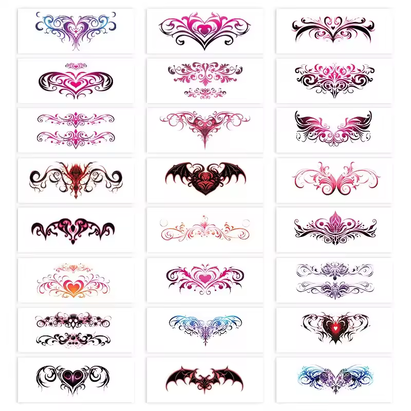 8Pcs Set Sexy Succubus Totem Temporary Tattoo for Women Abdomen Tattoo Art Waterproof Tattoo Lasting Sticker Tatuajes Temporales